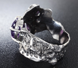 Серебряное кольцо с аметистами и голубым топазом Серебро 925