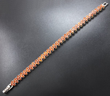Великолепный серебряный браслет с оранжевыми сапфирами Серебро 925