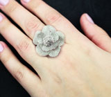 Превосходное серебряное кольцо-цветок Серебро 925