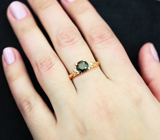 Золотое кольцо с черным бриллиантом 1,44 карата и лейкосапфирам Золото