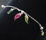 Серебряный браслет из коллекции «Drops» с разноцветными турмалинами