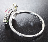Вращающееся cеребряное кольцо из коллекции «Drops» c разноцветными турмалинами Серебро 925