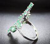 Элегантное серебряное кольцо с изумрудами Серебро 925
