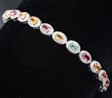Праздничный серебряный браслет с разноцветными сапфирами Серебро 925
