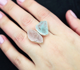 Серебряное кольцо с аквамарином и розовым кварцем Серебро 925