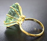 Золотое кольцо с зеленым аметистом авторской огранки 21,54 карат Золото
