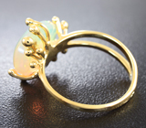Топовая опалесценция! Золотое кольцо с кристаллическим эфиопским опалом 3,96 карат Золото
