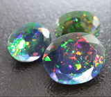 Набор из 3 ограненных черных опалов 3,36 карат 