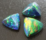 Набор из 3 ограненных черных опалов 3,96 карат 