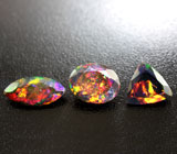 Набор из 3 ограненных черных опалов 4,58 карат 