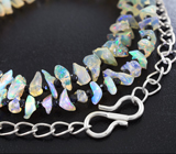 Колье из 121 необработанного эфиопского опала и бусин черных шпинелей 37 карат 