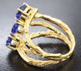 Золотое кольцо с яркими танзанитами 3,67 карат Золото