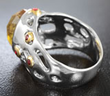 Серебряное кольцо c гелиодором и сапфирами Серебро 925