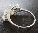 Великолепное серебряное кольцо c кристаллическими эфиопскими опалами Серебро 925