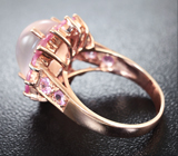Серебряное кольцо c розовым кварцем и розовыми сапфирами Серебро 925