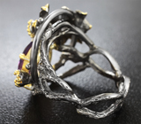 Серебряное кольцо с аметистом и желтыми сапфирами Серебро 925