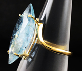 Золотое кольцо с насыщенным аквамарином 10,72 карат Золото