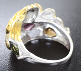 Скульптурное серебряное кольцо с самоцветами Серебро 925