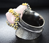 Серебряное кольцо с необработанным морганитом и родолитами Серебро 925