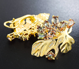 Массивные золотые серьги с андалузитами 4,16 карат и бриллиантами Золото