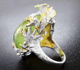 Серебряное кольцо с рутиловым пренитом и дымчатым кварцем Серебро 925