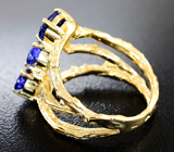 Золотое кольцо с насыщенными танзанитами 2,97 карат Золото