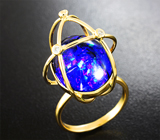 Авторское золотое кольцо с кристаллическим черным опалом 9,34 карат и бриллиантами Золото