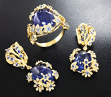 Комплект с кабошонами танзанитов, синими сапфирами и бриллиантами Золото