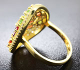 Серебряное кольцо с разноцветными сапфирами, родолитами и цаворитами Серебро 925