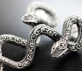 Серебряные серьги «Змейки» с марказитами Серебро 925