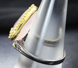 Серебряное кольцо с розовым кварцем и изумрудами Серебро 925