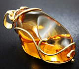 Золотой кулон с крупным кабошоном цитрина авторской огранки 84,27 карат Золото