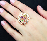 Серебряное кольцо с аметистами и цаворитами