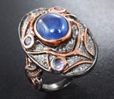 Серебряное кольцо с синим сапфиром и иолитами Серебро 925