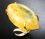 Золотое кольцо с крупным кварцем с золотым рутилом 41 карат Золото