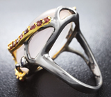 Серебряное кольцо с розовым кварцем, танзанитами и мозамбикскими гранатами Серебро 925