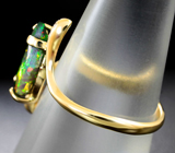 Золотое кольцо с ограненным черным опалом 1,66 карат и бриллиантами Золото