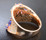 Широкое cеребряное кольцо с танзанитами Серебро 925