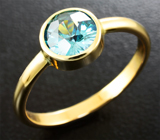 Золотое кольцо с голубым цирконом 1,17 карат Золото