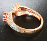 Чудесное серебряное кольцо с цитрином и розовым турмалином Серебро 925