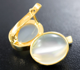 Золотые серьги с лунным камнем с эффектом кошачьего глаза 10,6 карата Золото