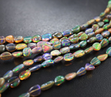 Опаловое колье в три нити из 130 эфиопских черных опалов 70+ карат 