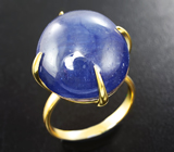 Золотое кольцо с крупным ярким синим сапфиром 40,94 карата Золото