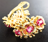 Золотые серьги с ярко-розовыми шпинелями 3,03 карата и бриллиантами Золото
