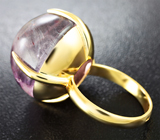 Золотое кольцо с крупным кварцем с включениями гематита 38,43 карата Золото