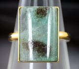 Золотое кольцо с уральским зеленым бериллом 7,76 карата Золото