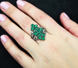 Яркое серебряное кольцо с зеленым агатом Серебро 925