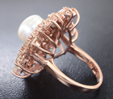 Великолепное серебряное кольцо с жемчужиной и морганитами Серебро 925