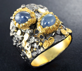 Серебряное кольцо с синими сапфирами