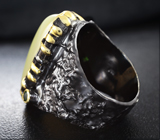 Серебряное кольцо с пастельно-желтым мексиканским опалом и диопсидами Серебро 925